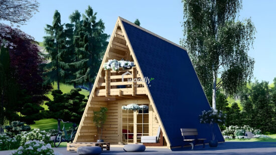 Casa din lemn de Pin Nordic, TIP A, 44 mm, 4.5x7 m, 23 mp + 14 mp