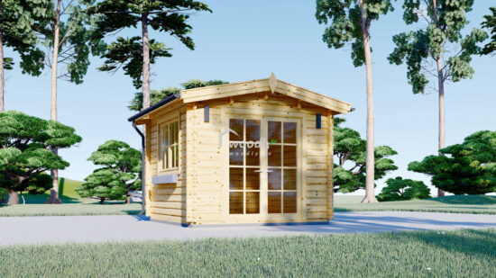 Căsuța de grădina din lemn de pin, perete de 44mm, 9mp, 3 x 3m, ADAM