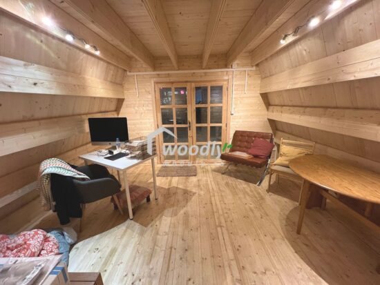 Casa lemn 37mp, terasa, mansarda, balcon, TIP A