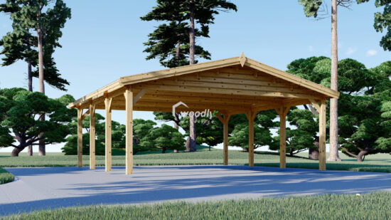 Carport, Pergola Auto din Lemn, dublu, inaltime personalizata, 36mp, 6x6 CLASSIC DUO