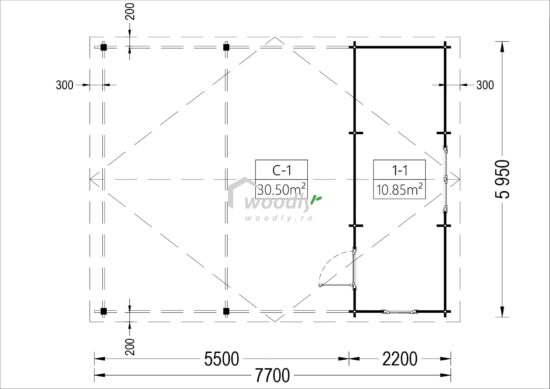 Proiect Carport dublu din lemn cu magazie, Pergola dubla din lemn cu magazie 6x8