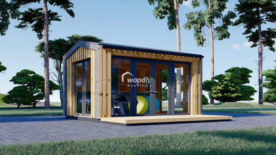 Căsuță de grădină din lemn, 12 mp, acoperis in doua ape, perete de 34mm + placare, 4x3m, EMMY