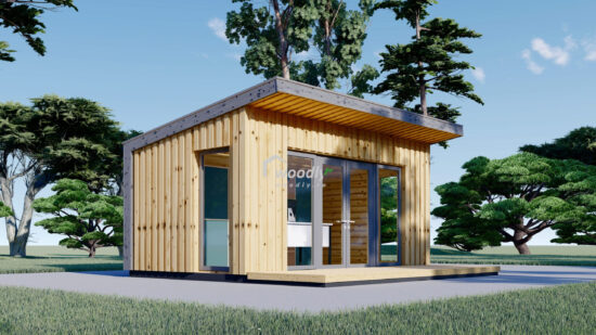 Căsuță de grădină din lemn termoizolabilă, 15 mp, perete de 34mm + placare, 5x3m, EVELIN