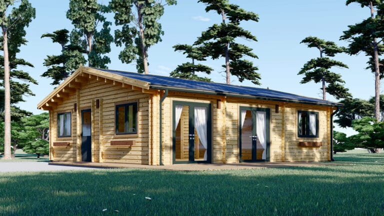 Casa din Lemn Termoizolabila rezidentiala, 72mp, 5 camere, Perete dublu 44+44mm, 9x8m, ALICE
