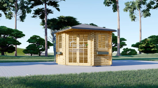 Căsuță de grădină din lemn, 9 mp, perete de 28mm, 3x3m, AIDA