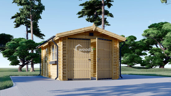 Garaj din lemn, 16 mp, perete de 44mm, 3x5m CLASSIC