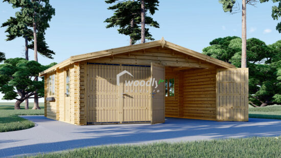 Garaj din lemn dublu, 36 mp, perete de 44mm, 6x6m CLASSIC DUO