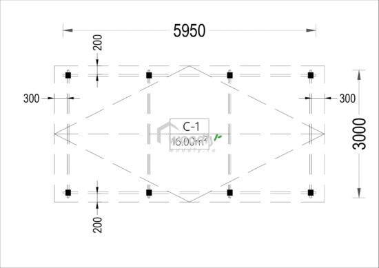 Proiect Carport, Pergola Auto din Lemn, simplu, inaltime personalizata, 18mp, 3x6 CLASSIC