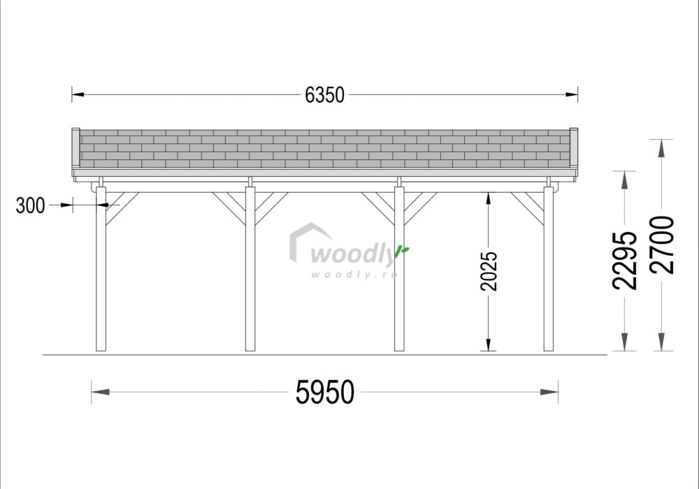 Proiect Carport, Pergola Auto din Lemn, simplu, inaltime personalizata, 18mp, 3x6 CLASSIC
