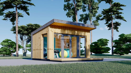 Căsuță de grădină din lemn termoizolabila, 12 mp, acoperis intr-o apa, perete de 34mm + placare, 4x3m, EVELIN