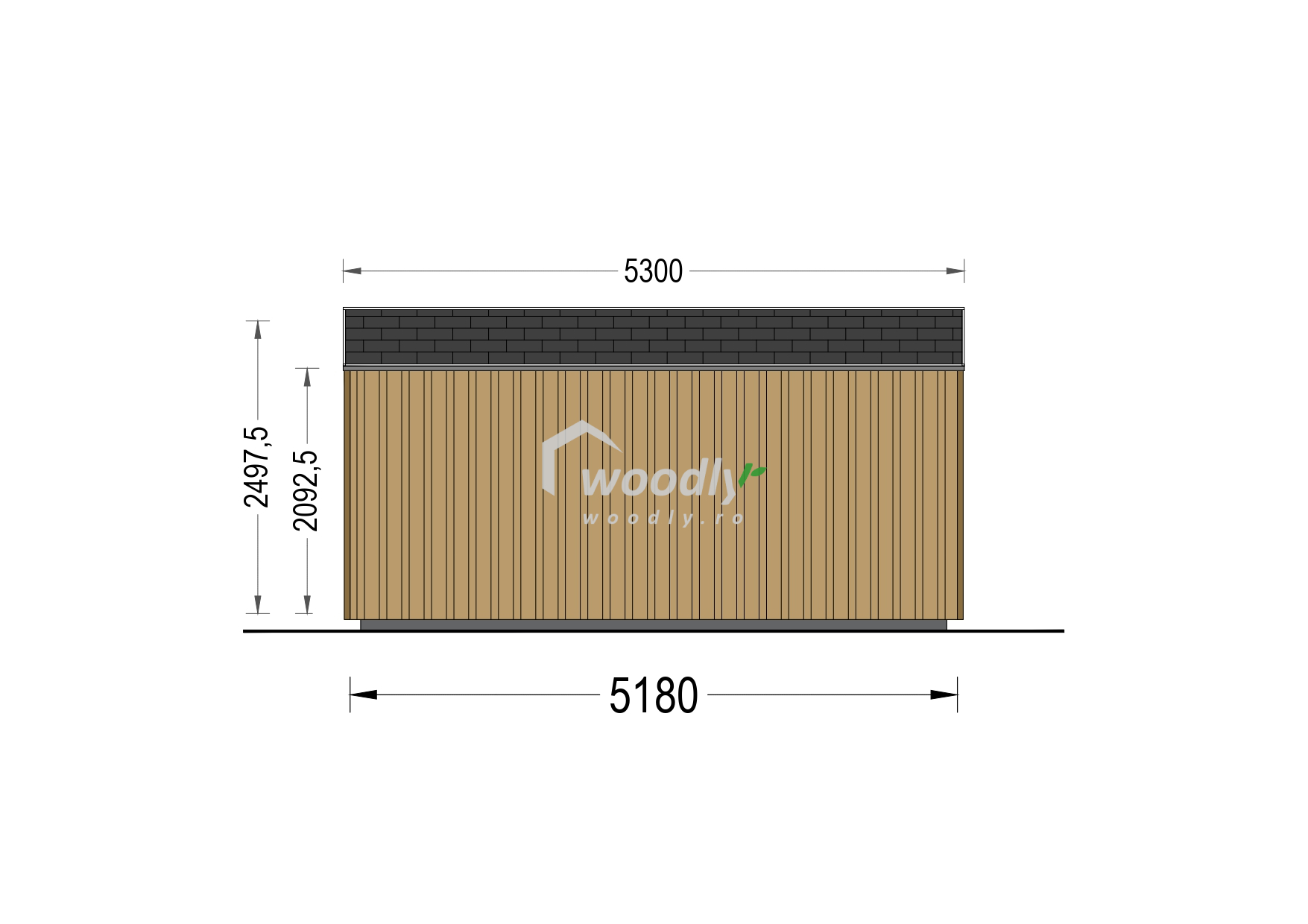 Proiect Căsuță de grădină din lemn termoizolabilă, 25 mp, perete de 34mm + placare, 5x5m, EVELIN