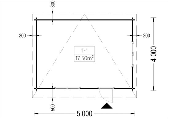 Proiect Căsuță de grădină din lemn, 20 mp, acoperiș într-o apă, perete de 44mm, 5x4m, DREUX TP