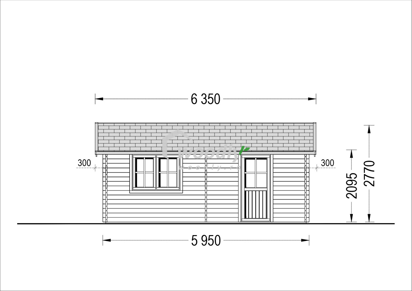 Proiect Garaj din lemn dublu, 36 mp, perete de 44mm, 6x6m CLASSIC DUO