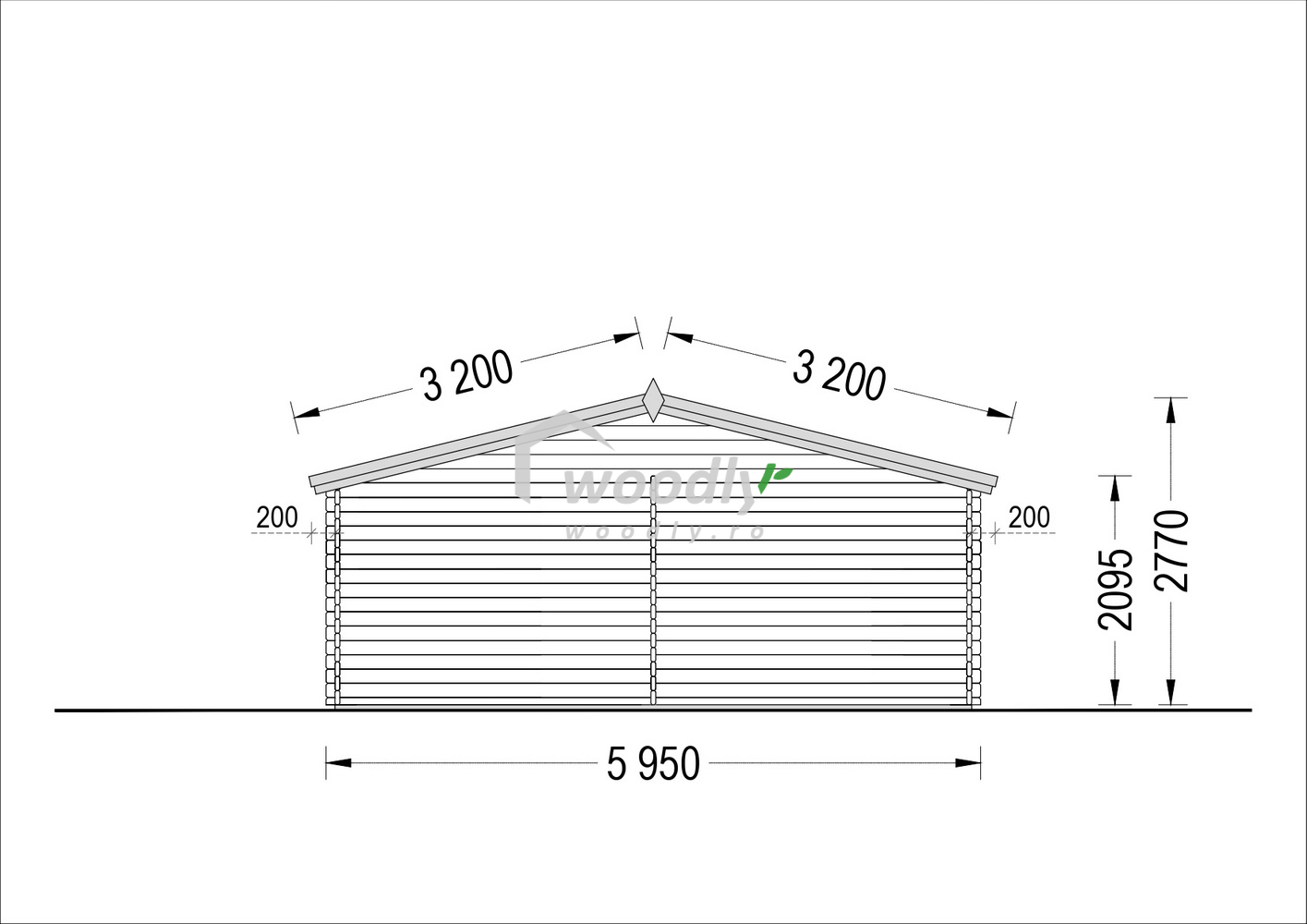 Proiect Garaj din lemn dublu, 36 mp, perete de 44mm, 6x6m CLASSIC DUO