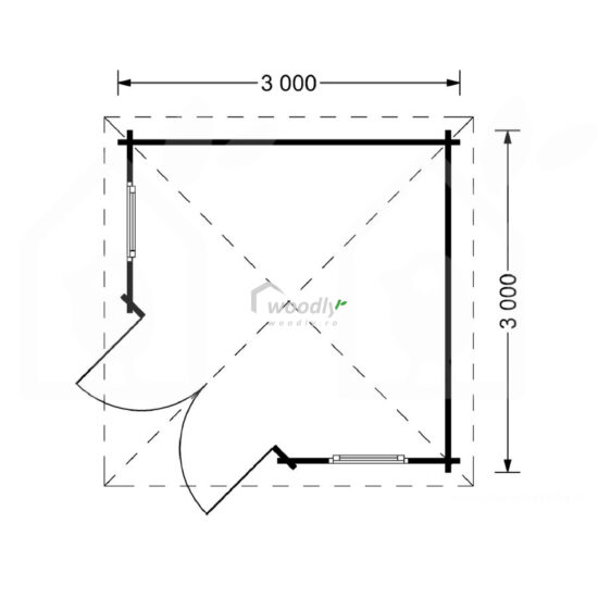 Căsuță de grădină din lemn, 9 mp, perete de 28mm, 3x3m, AIDA