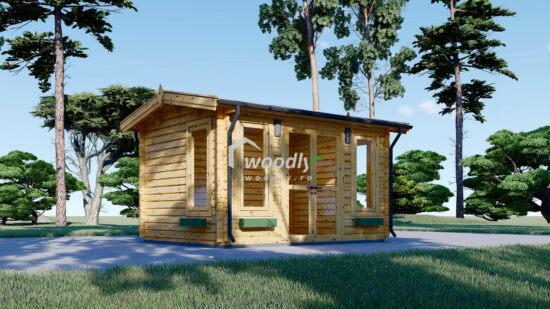 Atelier din lemn, studio, 12mp, o camera, 4x3m, perete unic de 44mm, Pin Nordic, POOLHOUSE