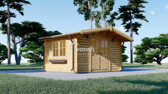 Căsuța de grădină din lemn, 12mp, o camera, 4x3m, perete unic de 34mm, FARA PODEA, Pin Nordic, RENNES