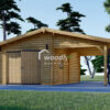 Garaj din lemn cu carport, 7x6m, 42mp, perete de 44mm, MULTI