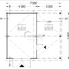 Proiect Garaj din lemn cu carport, 7x6m, 42mp, perete de 44mm, MULTI