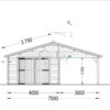 Proiect Garaj din lemn cu carport, 7x6m, 42mp, perete de 44mm, MULTI