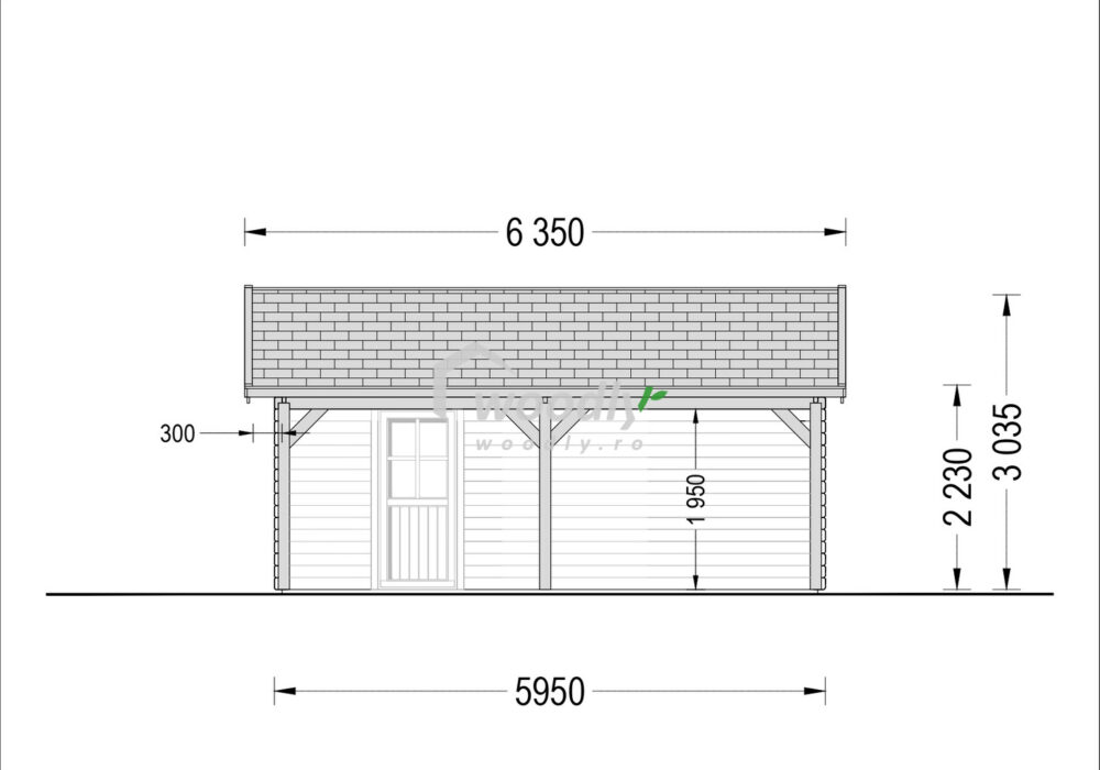 Proiect Garaj din lemn cu carport, 7x6m, 42mp, perete de 44mm, MULTI