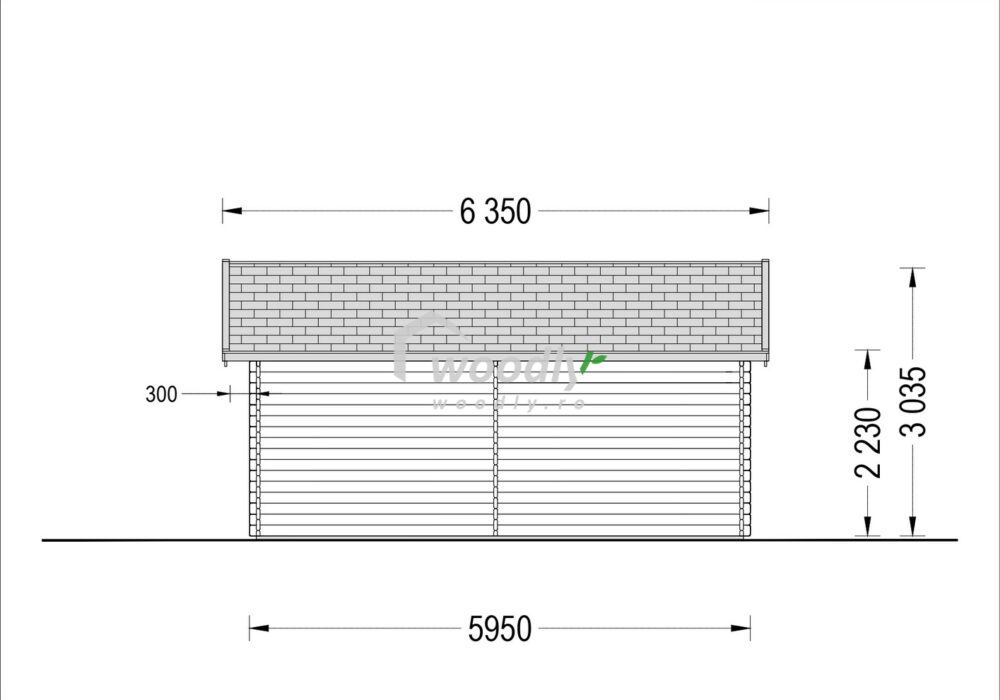 Proiect Garaj din lemn cu carport, 7x6m, 42mp, perete de 44mm, MULTI
