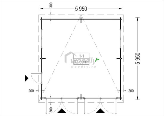 Proiect Garaj din lemn dublu, cu coperis plat, 6x6m, 36mp, perete de 44mm, MODERN