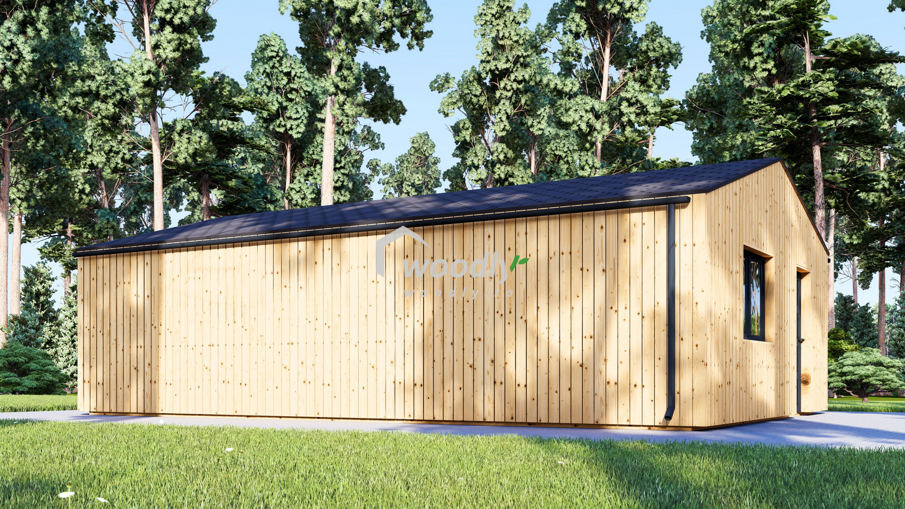 Garaj din lemn triplu izolat, Pin Nordic, 54mp, perete dublu de 34mm + izolație + 20mm, 9x6m SILVIA TRIO