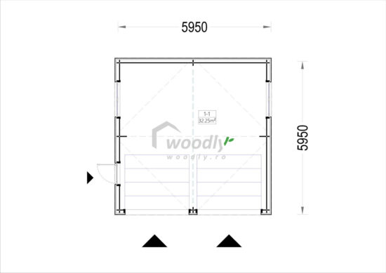 Proiect Garaj din lemn dublu izolat, Pin Nordic, 36mp, perete dublu de 34mm + izolație + 20mm, 6x6m SILVIA DUO ALTERNATIV