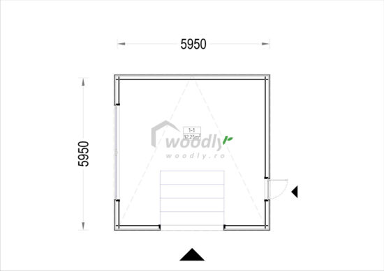 Garaj din lemn izolat, Pin Nordic, 36mp, acoperiș într-o apă, perete dublu de 34mm + izolație + 20mm, 6x6m SILVIA F