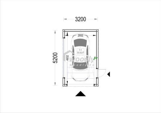 Proiect Garaj din lemn izolat, Pin Nordic, 17 mp, perete dublu de 34mm + izolație + 20mm, acoperis intr-o apa, 3x5m SILVIA F