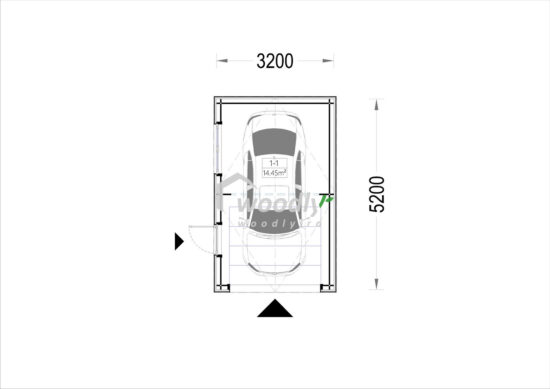 Proiect Garaj din lemn izolat, Pin Nordic, 17 mp, perete dublu de 34mm + izolație + 20mm, 3x5m SILVIA