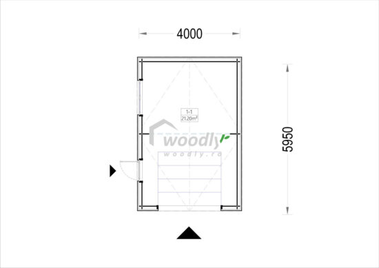 Proiect Garaj din lemn izolat, Pin Nordic, 24mp, perete dublu de 34mm + izolație + 20mm, 4x6m SILVIA