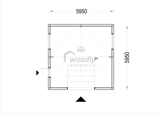 Proiect Garaj din lemn izolat, Pin Nordic, 36mp, perete dublu de 34mm + izolație + 20mm, 6x6m SILVIA