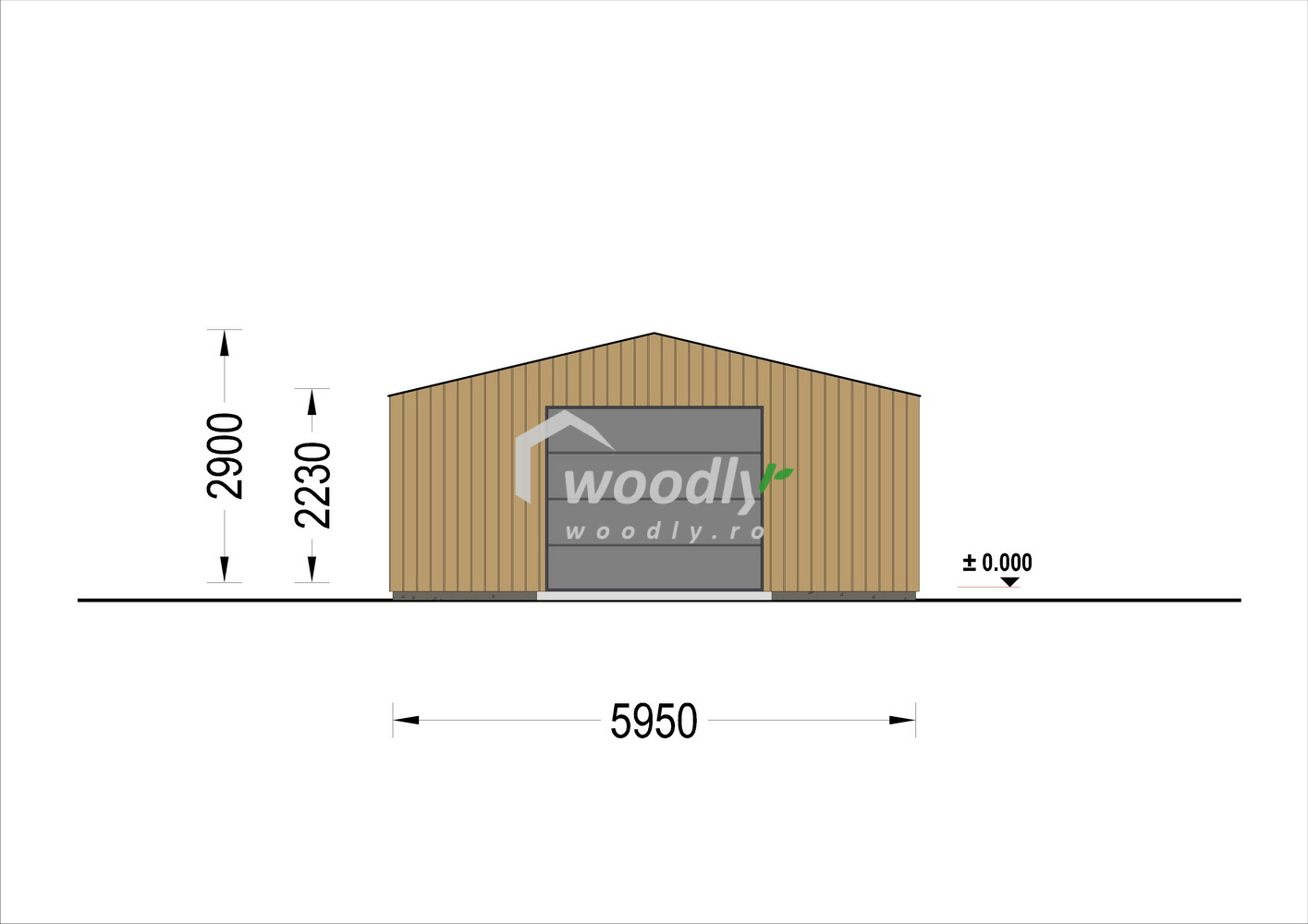 Proiect Garaj din lemn izolat, Pin Nordic, 36mp, perete dublu de 34mm + izolație + 20mm, 6x6m SILVIA