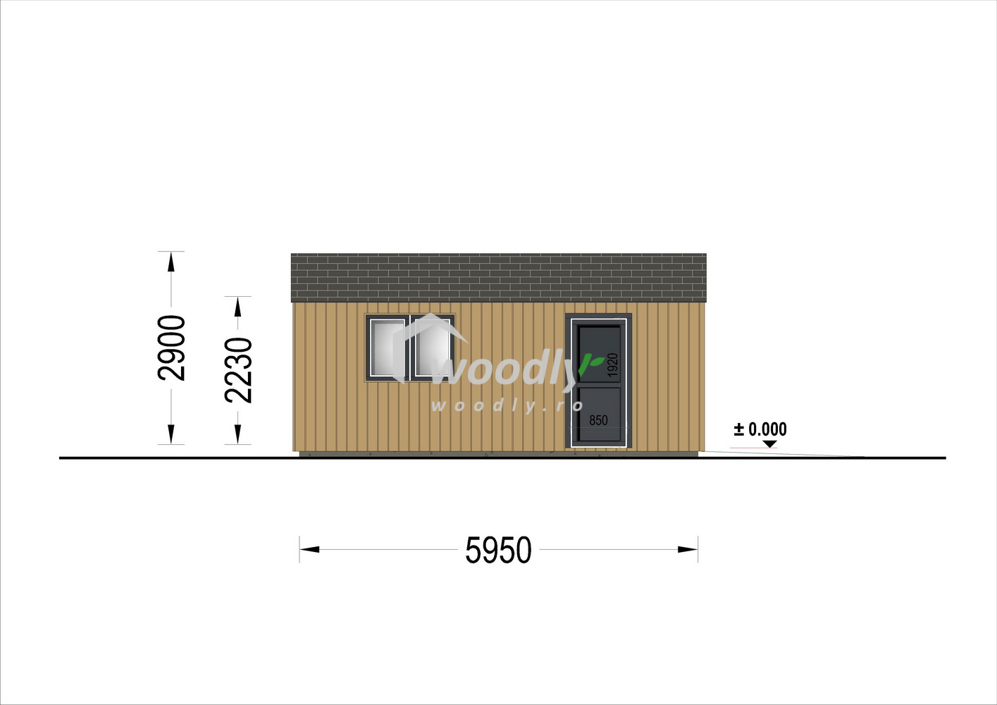 Proiect Garaj din lemn izolat, Pin Nordic, 36mp, perete dublu de 34mm + izolație + 20mm, 6x6m SILVIA