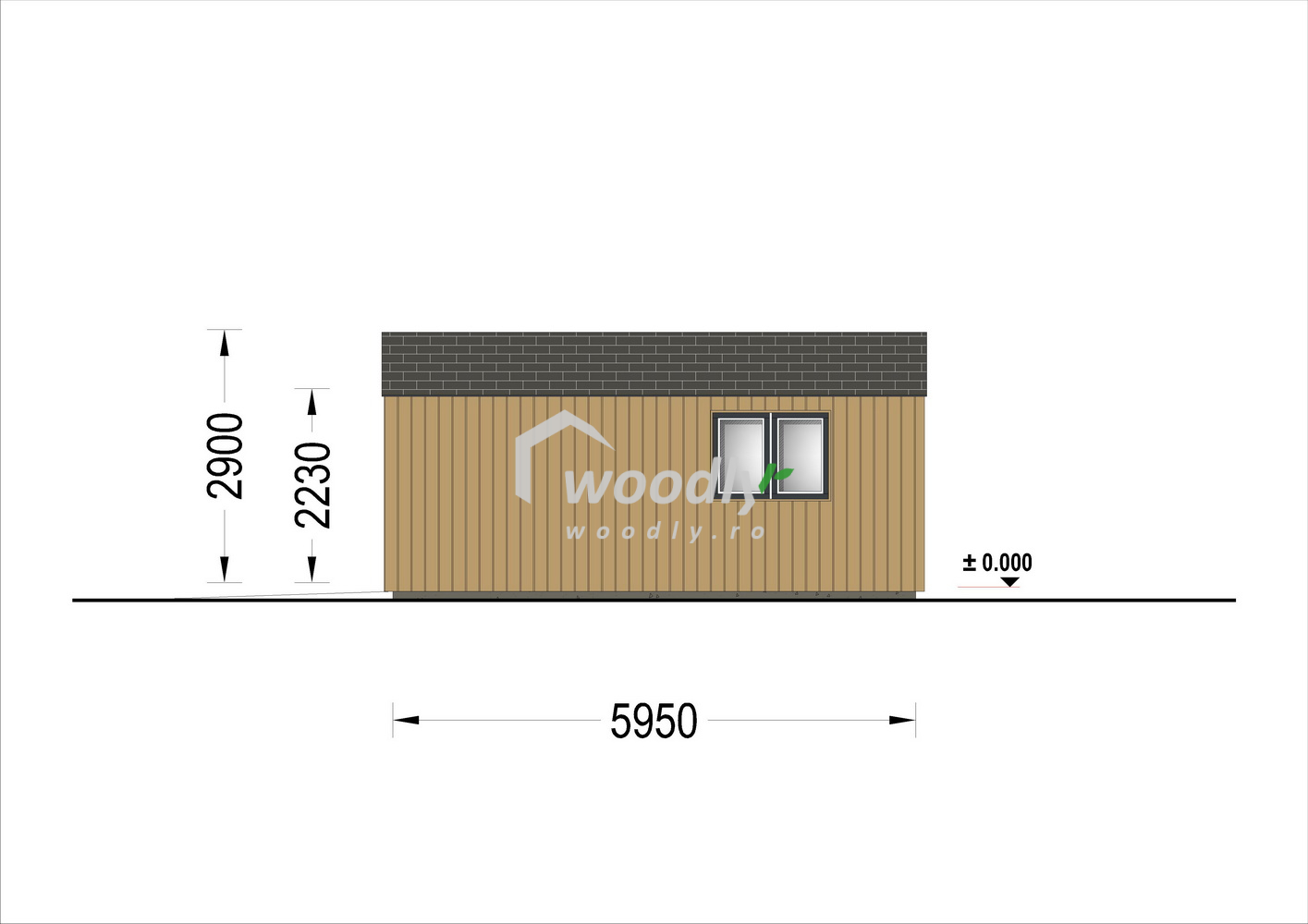 Proiect Garaj din lemn izolat, Pin Nordic, 36mp, perete dublu de 34mm + izolație + 20mm, 6x6m SILVIA