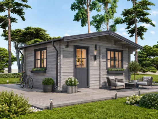 Casă din lemn modulară , cu o camera, baie, prefabricată, izolată, pin nordic Finlanda, NINA