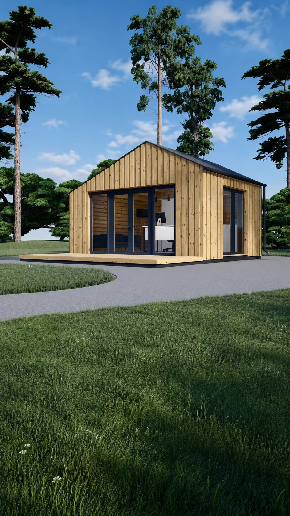 Căsuță de grădină din lemn la cheie, TONIA, modulară, izolată, 5x4m, perete dublu 34mm + izolație + 20mm, TONIA