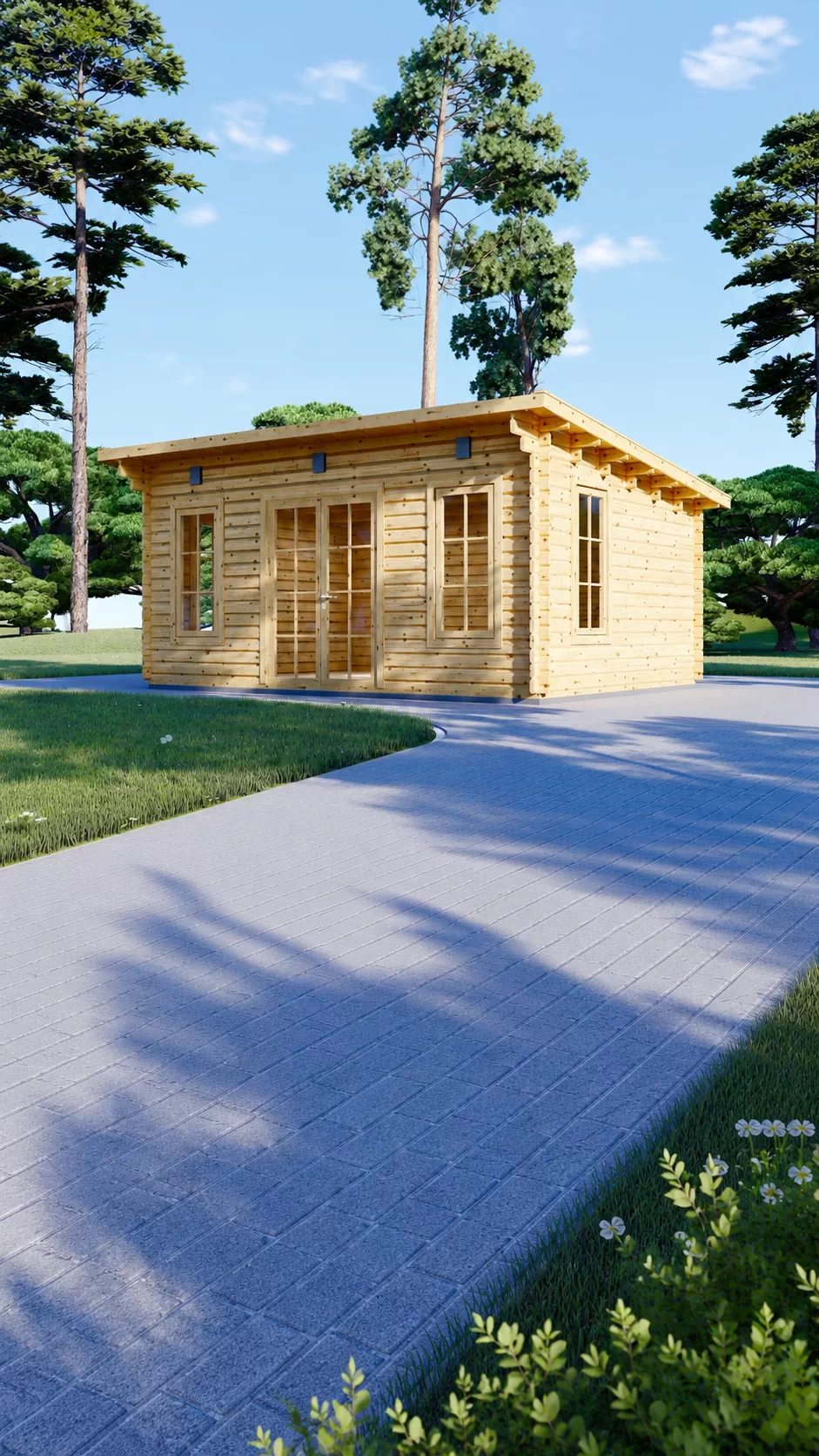 Căsuță de grădină din lemn la cheie, ESSEX, modulară, 1 camera, acoperiș într-o apă