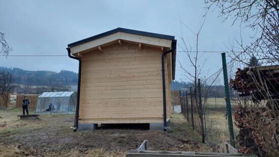 Foto client Căsuță de grădină din lemn, 20mp, 2 camere, perete unic de 44mm, 7x3m, ELEONORA