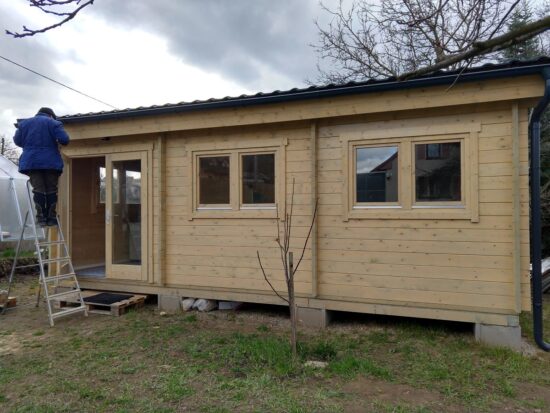 Foto client Căsuță de grădină din lemn, 20mp, 2 camere, perete unic de 44mm, 7x3m, ELEONORA