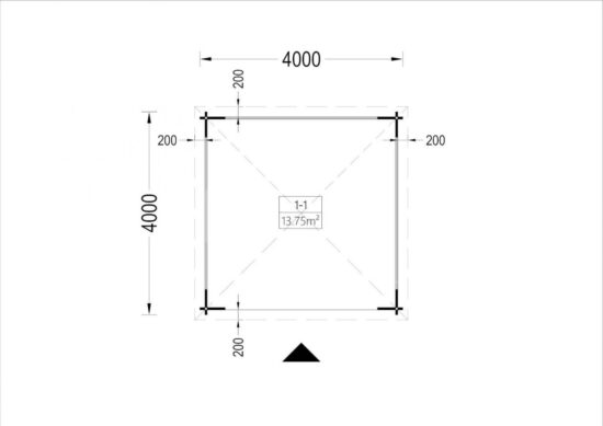 Foișor de grădină din lemn 16mp, 4x4m, perete unic de 44mm, FLORA