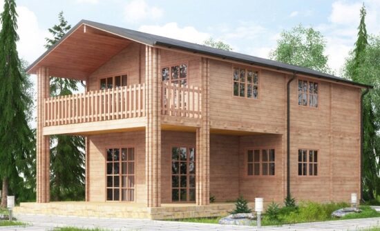 Foto client Casă din lemn cu etaj izolată, 100mp cu 20 mp terasă acoperită, veranda, blacon, 4 camere, baie, 11x6m, perete dublu de 44mm + izolație + 44mm, Pin Nordic, TOULOUSE