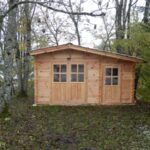Foto client Căsuță de grădină din lemn de pin, 13mp, 2 camere, magazie, perete unic de 34mm, 5x3m, BENINGTON