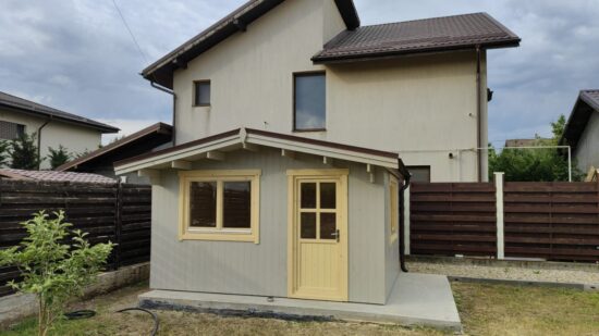 Foto client Căsuță de grădină din lemn 12 mp, izolată, vopsită și montată de Woodly în Ilfov  