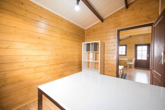 Poza client Casă din lemn, 44mp, 3 camere, 6x8m, perete unic de 44mm pin nordic, DIANA