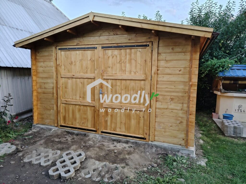 Garaj din lemn, 24 mp, perete unic de 44mm, 4x6m CLASSIC