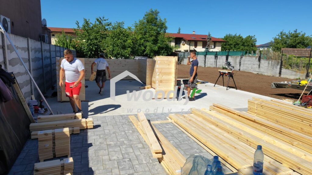 Garaj din lemn cu pergola auto