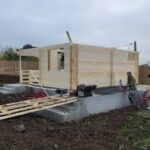 Montaj casa din lemn, izolata, model Olivia, cu veranda, baie, 2 camere, in Branesti, Ilfov